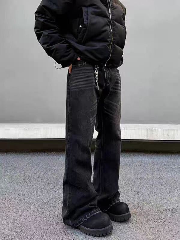 Japanese Brand × Vintage Street Vintage Aged Loose Micro Flare Black Jeans Size US 29 - 4 Thumbnail