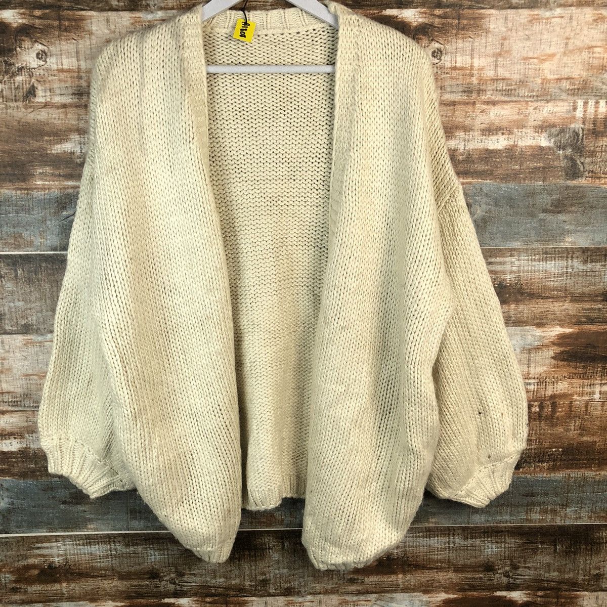 Homespun Knitwear Titi Vate Cream mohair crochet Cardigan Knitwear #A1808 Size US M / EU 48-50 / 2 - 3 Thumbnail