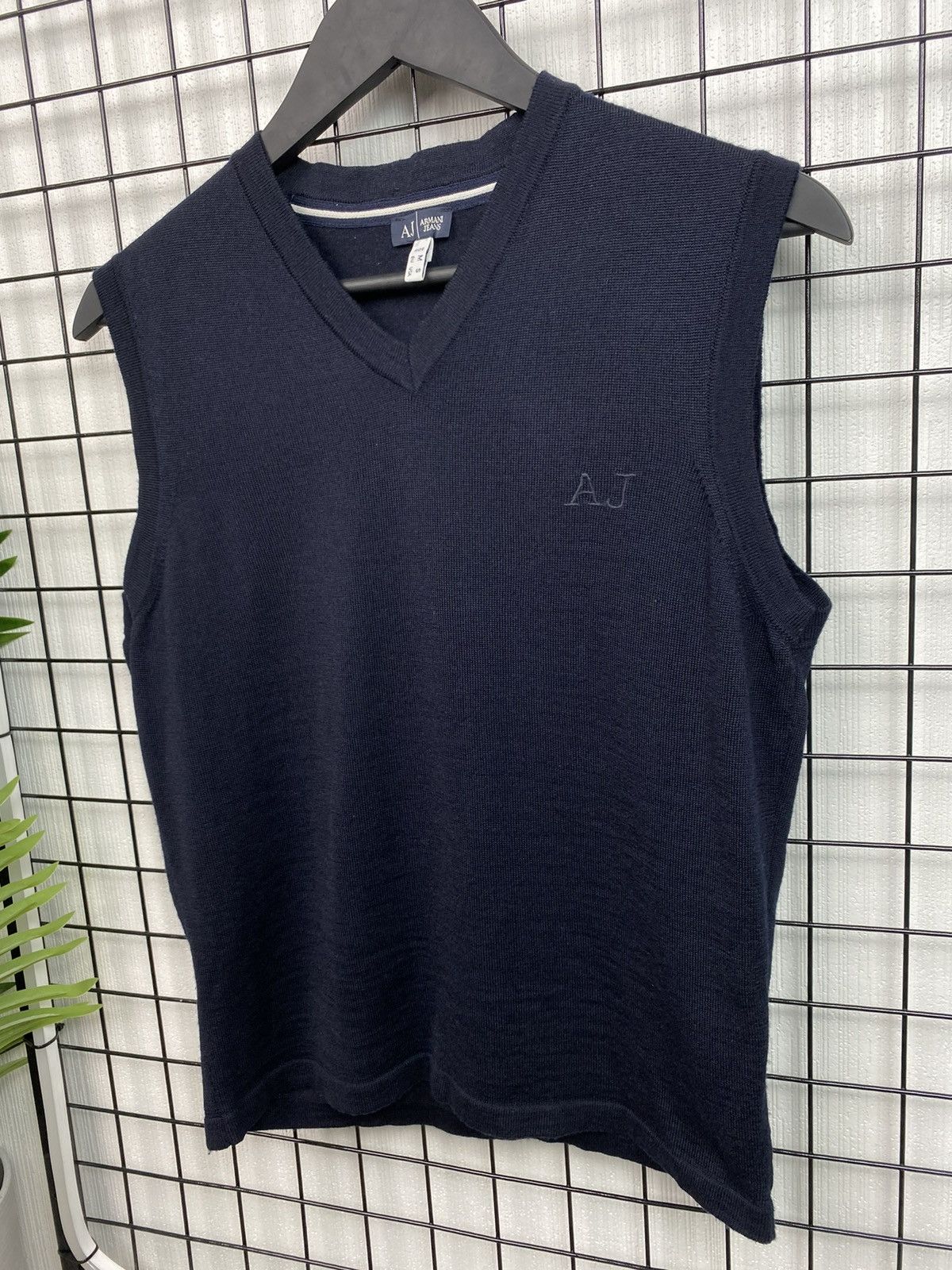Giorgio Armani Armani Jeans Vest Knit Wool Men’s M Unisex Navy Blue Logo AJ Size US M / EU 48-50 / 2 - 2 Thumbnail