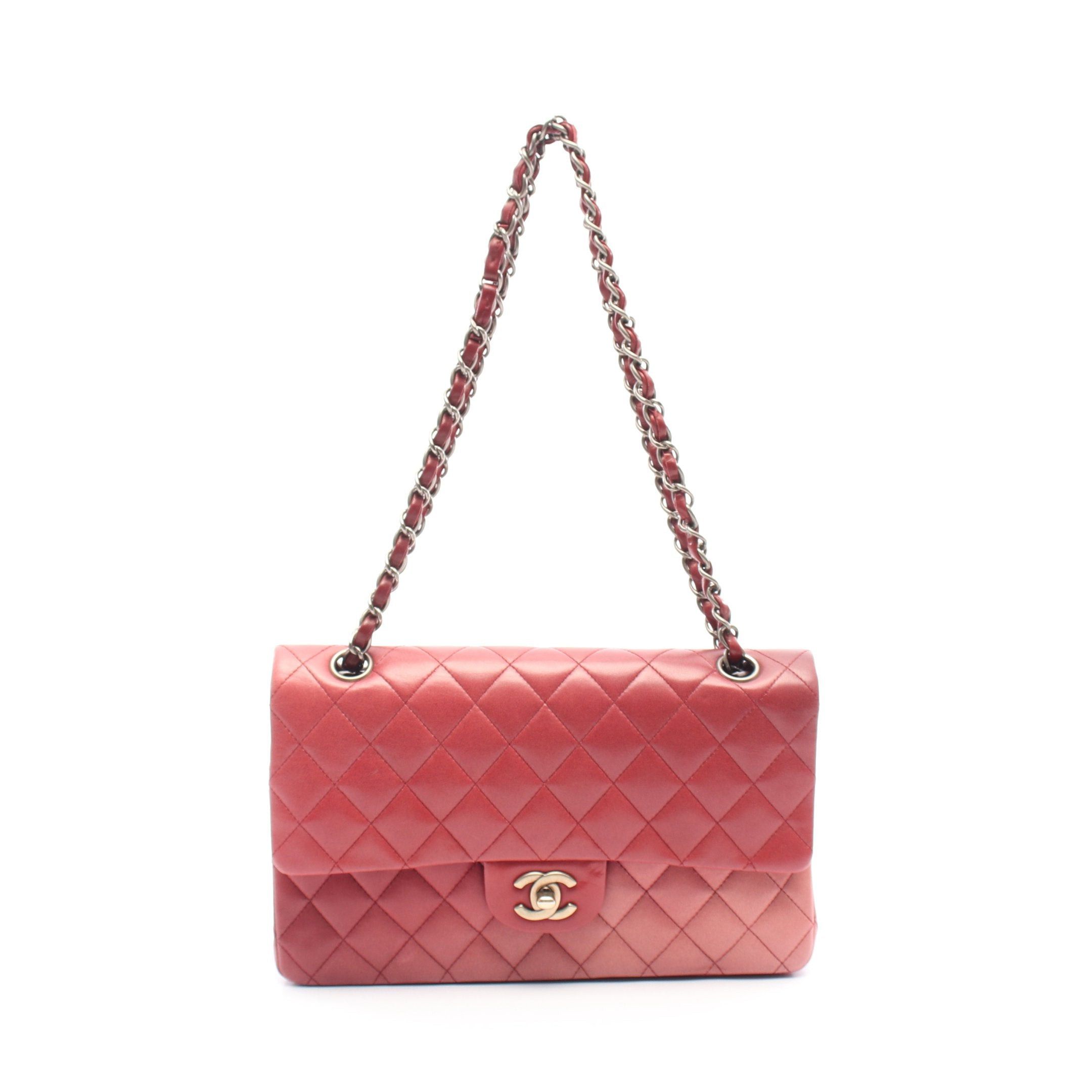 Chanel Chanel Matelasse Double Flap Double Chain Shoulder Bag Lambskin Pink Red Silver Hardware Gradation Size ONE SIZE - 1 Thumbnail