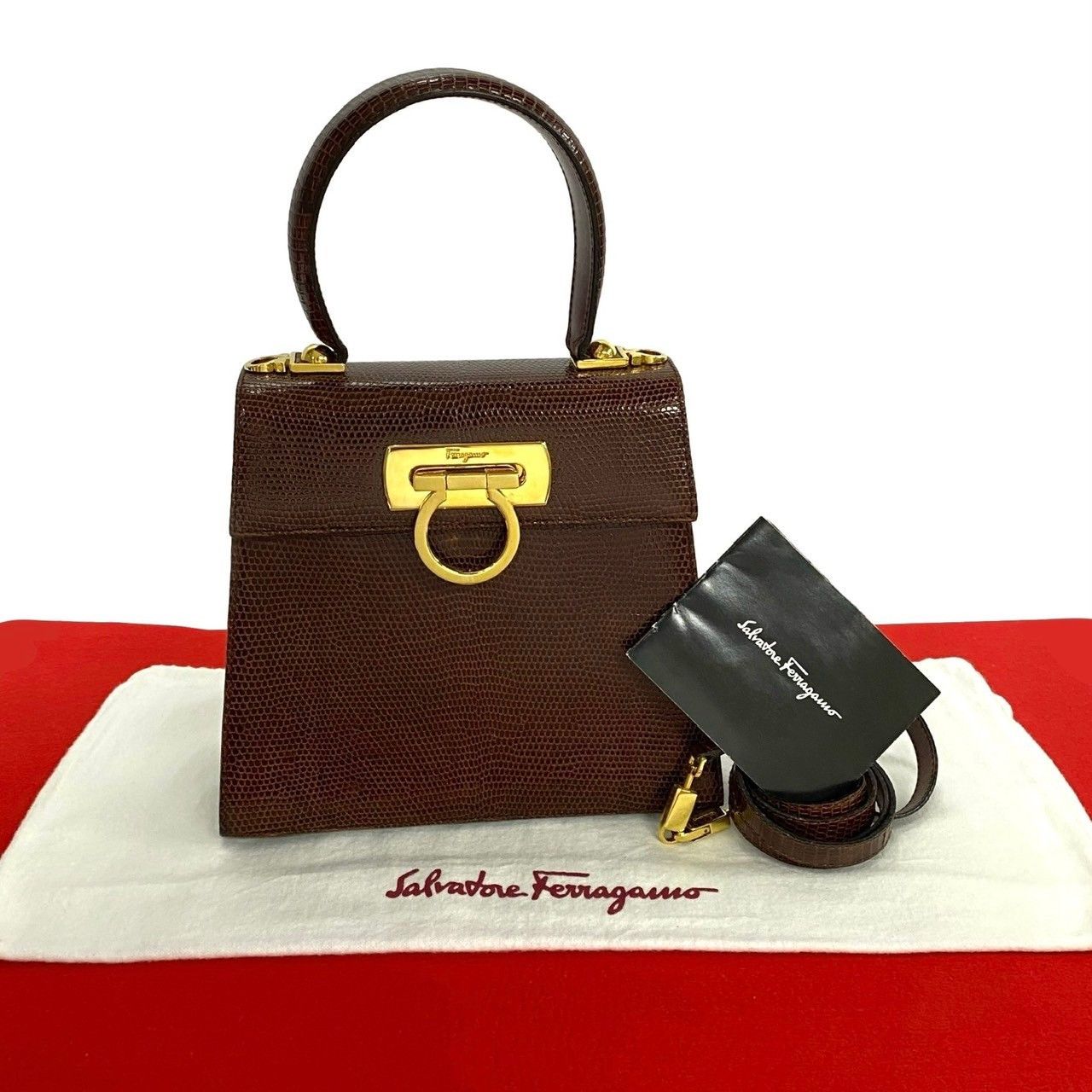 Salvatore Ferragamo Salvatore Ferragamo Salvatore Ferragamo Gancini Lizard 2way Bag Leather Shoulder Bag DUTY FREE for USA Size ONE SIZE - 1 Thumbnail