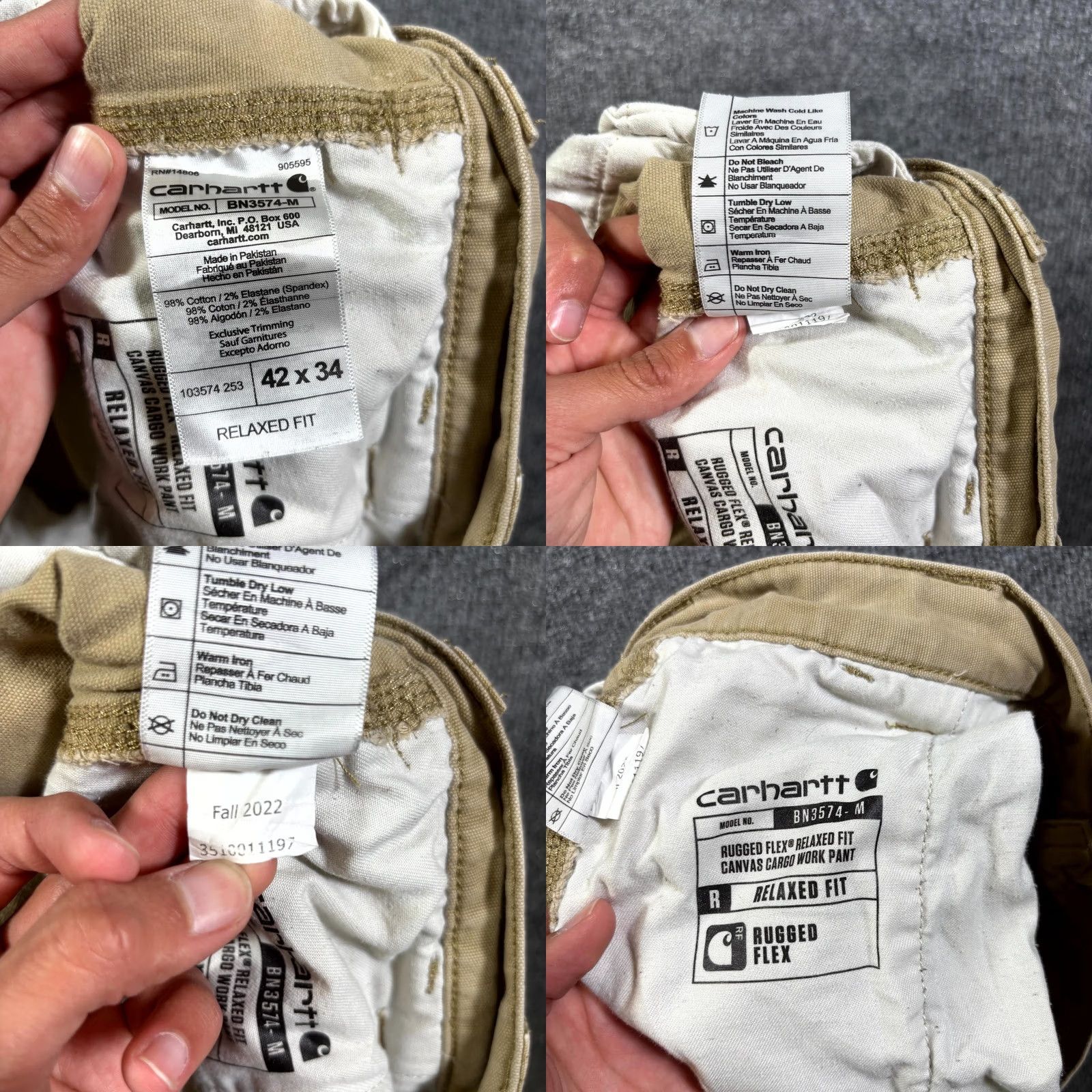 Carhartt Carhartt Mens 42x34 Beige Rigby Cargo Pants Relaxed Fit Straight Leg Workwear Size US 42 / EU 58 - 9 Thumbnail