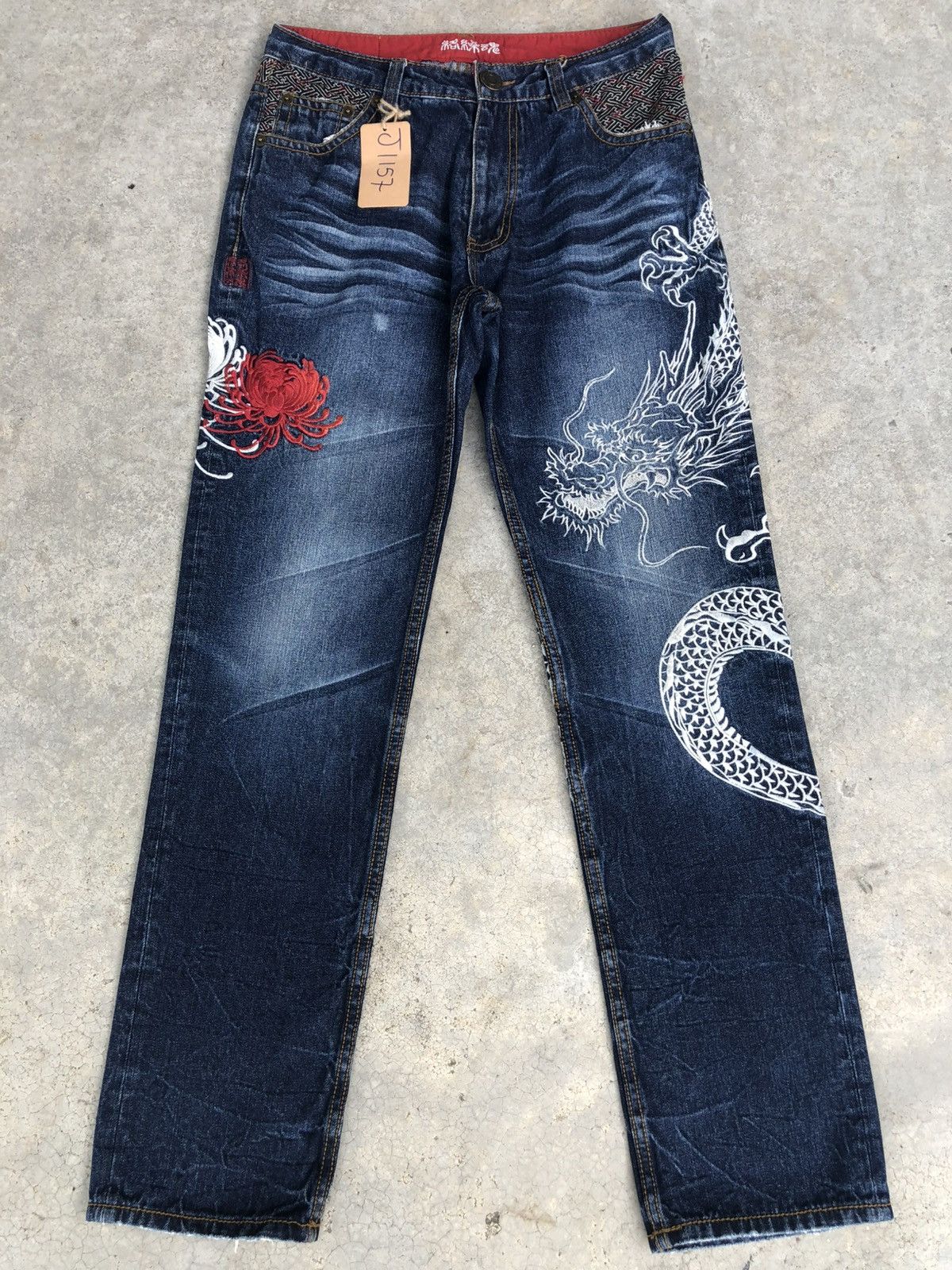 Karakuri Tamashii Karakuri Tamashii Embroidered Jeans Distressed Size US 31 - 2 Thumbnail
