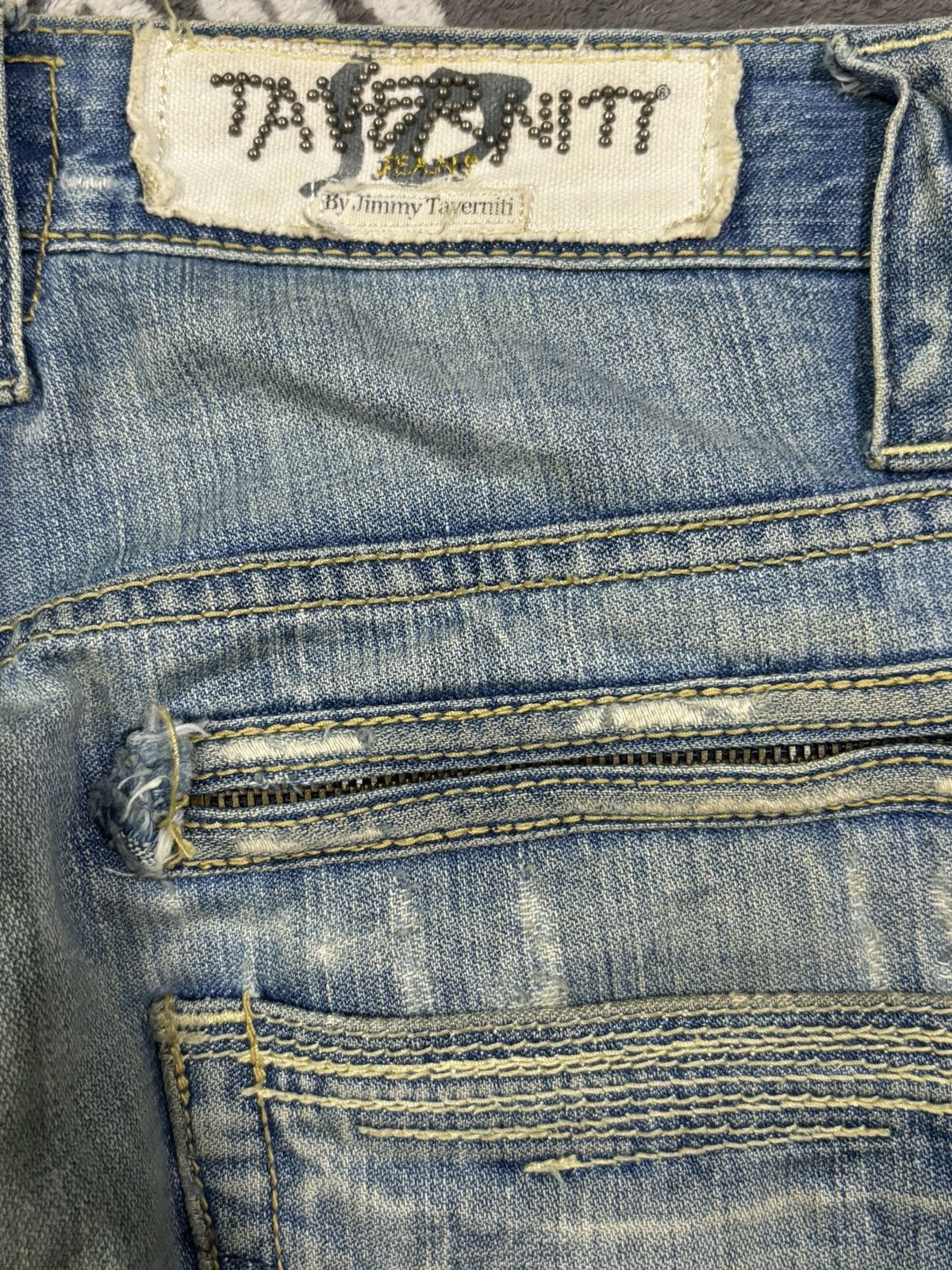 Tornado Mart Vintage Taverniti Sacha Mud Wash Flare Distressed Jeans Size US 32 / EU 48 - 12 Thumbnail