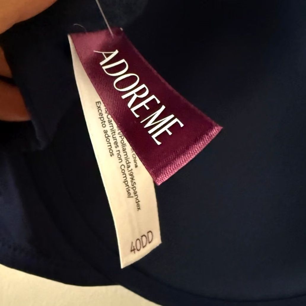 Vintage Adore Me Bra Navy Lace Strappy Underwire Regular Padding T-Shirt Bra 40DD Womens NWT Size ONE SIZE - 7 Thumbnail