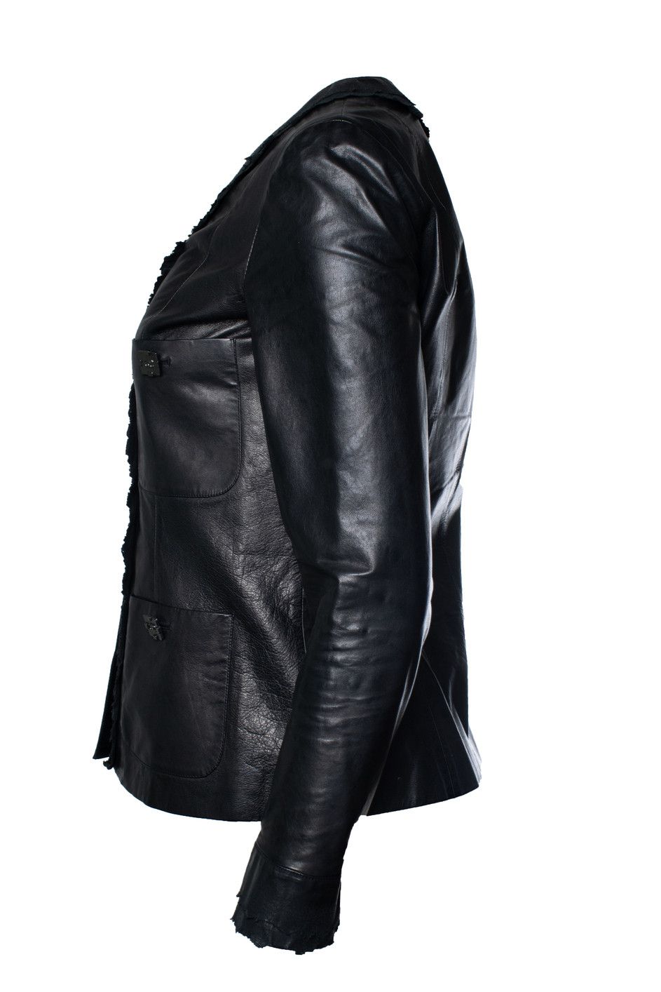 Chanel Chanel, black little 4 pocket ruched jacket in leather Size S / US 4 / IT 40 - 4 Thumbnail