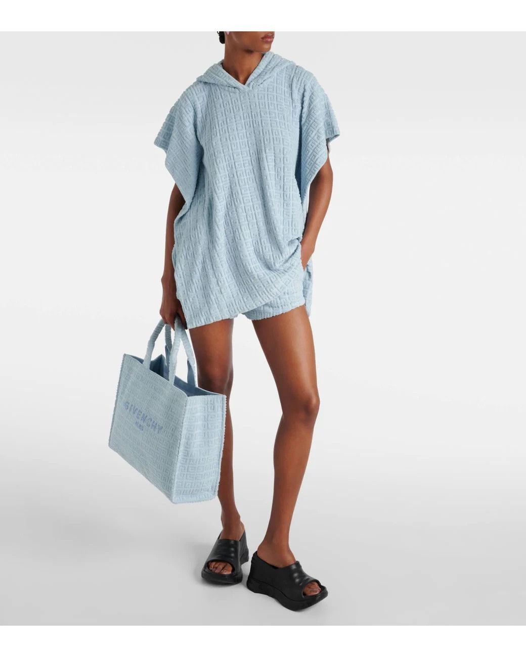 Givenchy o1srvl11e1225 4G Cotton-Blend Terry Poncho in Blue Size XL / US 12-14 / IT 48-50 - 4 Thumbnail
