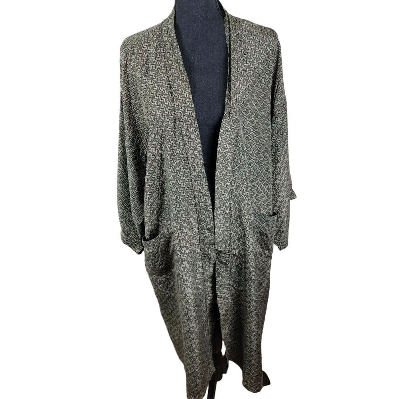 Vintage Vintage BBB Studio Womens Silk Satin Kimono Robe Geometric Size ONE SIZE - 1 Thumbnail