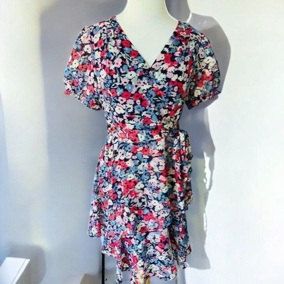 Elie Tahari Tahari Womens Navy Vneck Short Sleeve Tiered Dress NEW 2 Size XS / US 0-2 / IT 36-38 - 12 Thumbnail