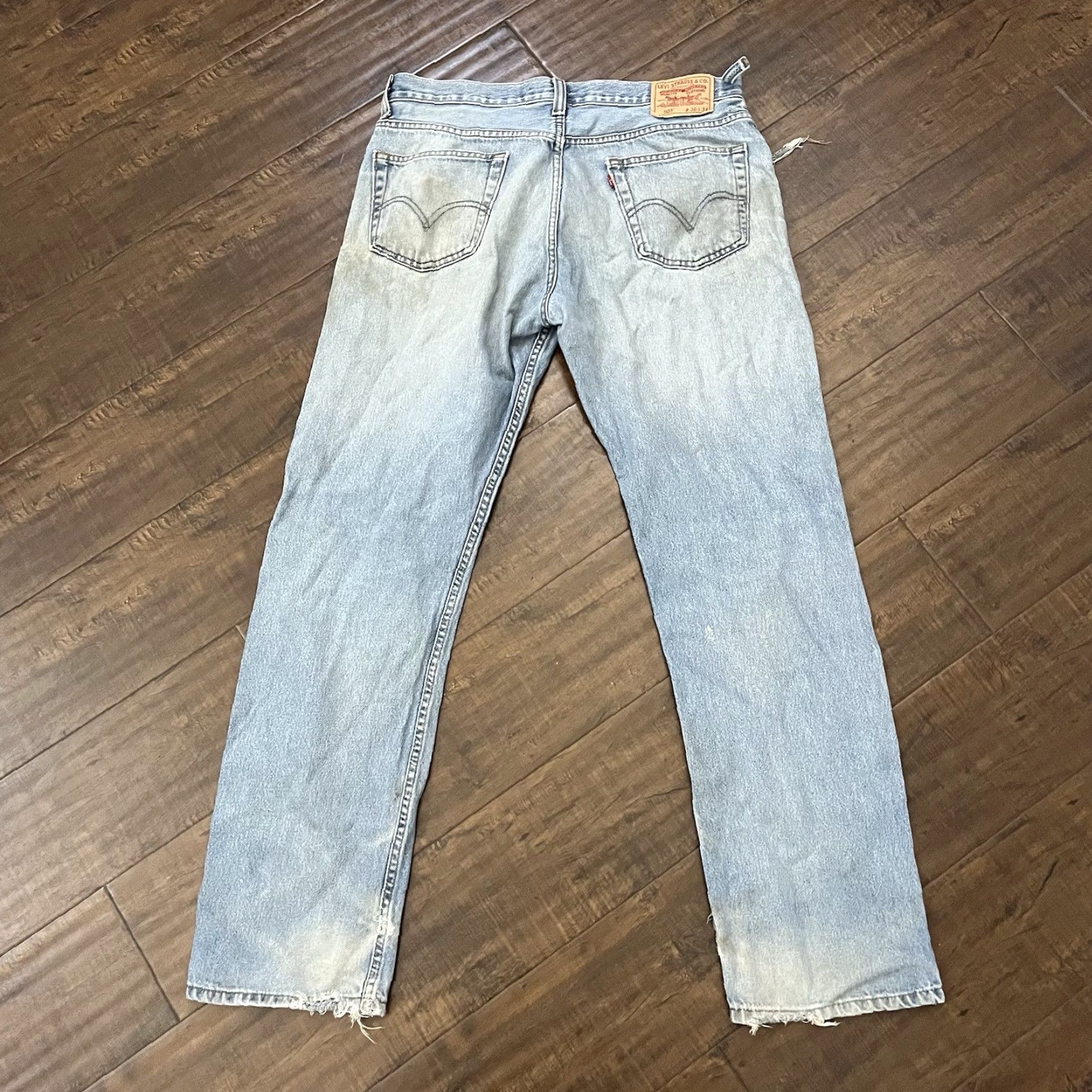 Levi's VINTAGE Levi's Jeans Mens 36x32 Blue 505 Washed Distressed Denim Pants Straight 5-Pocket 100% Cotton Regular) Size US 36 / EU 52 - 7 Thumbnail