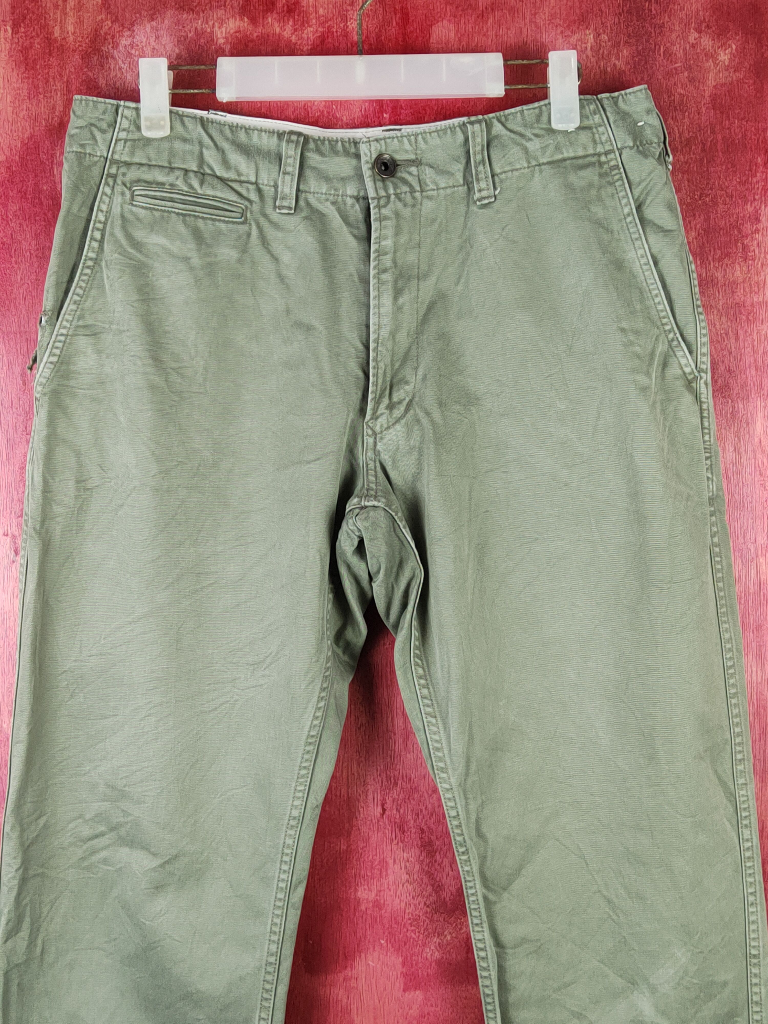 Japanese Brand Uniqlo Army Green ripped vintage Casual Pants #S2258 Size US 33 - 2 Thumbnail