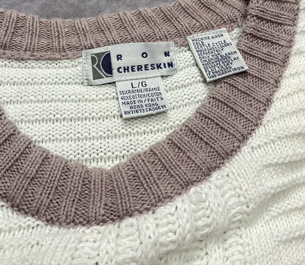 Vintage 90’s Vintage Ron Chereskin Cream Knit Sweater Size US L / EU 52-54 / 3 - 3 Thumbnail