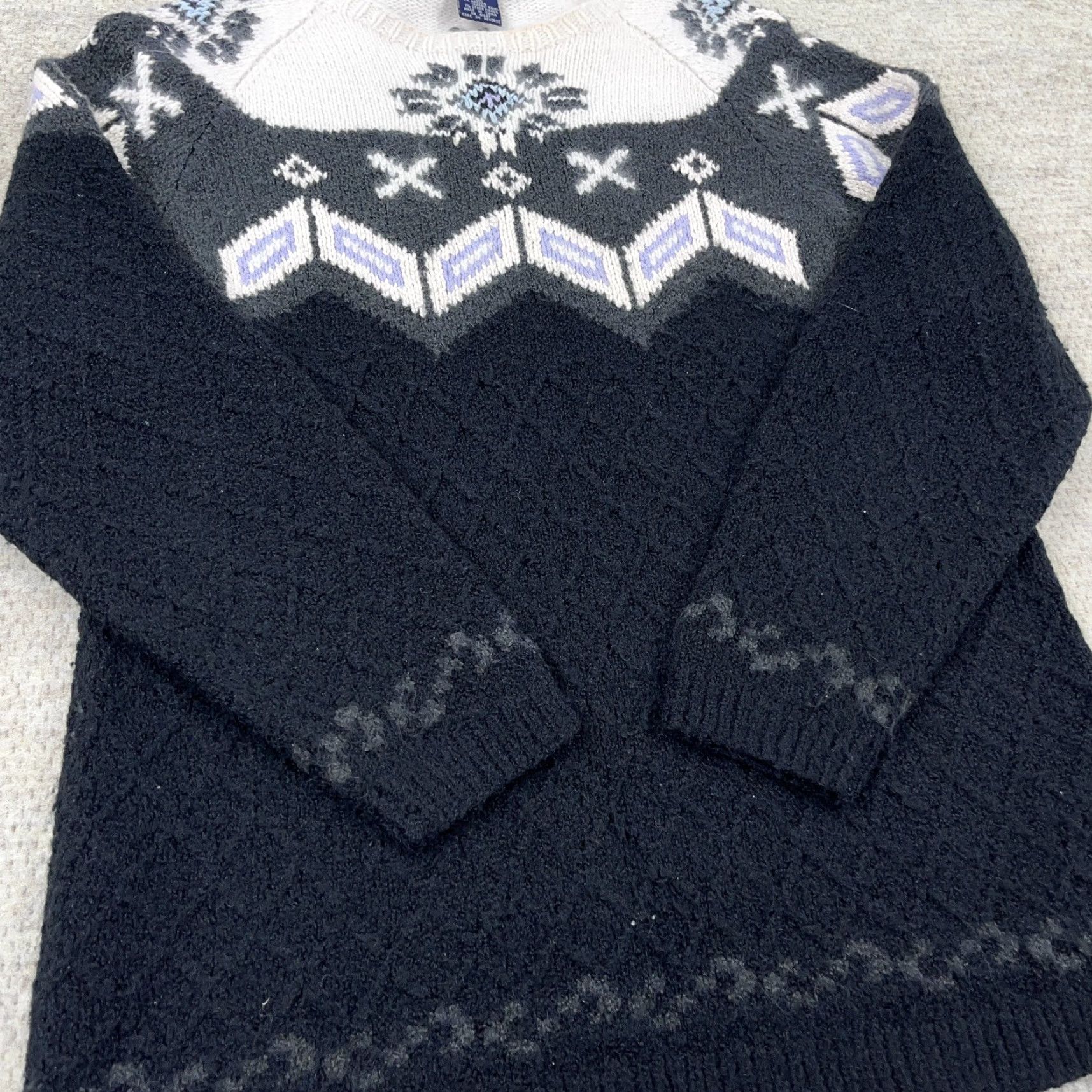 Vintage Eagles Eye Sweater Women Medium Blue Gray Acrylic Knit Crew Neck Casual 90s Art Christmas USA Logo Pullover Regular Fall Spring Summer Winter Womens Size M / US 6-8 / IT 42-44 - 3 Thumbnail