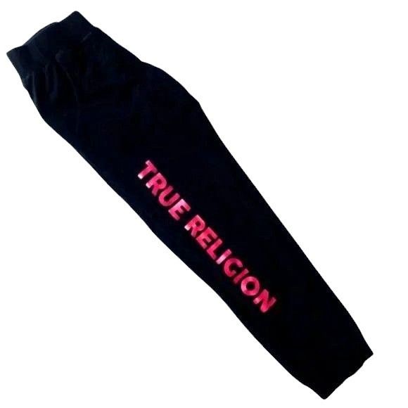 True Religion True Religion Sweatpants Girls Large Black Red Spell Out Log Size 26" / US 2 / IT 38 - 1 Thumbnail