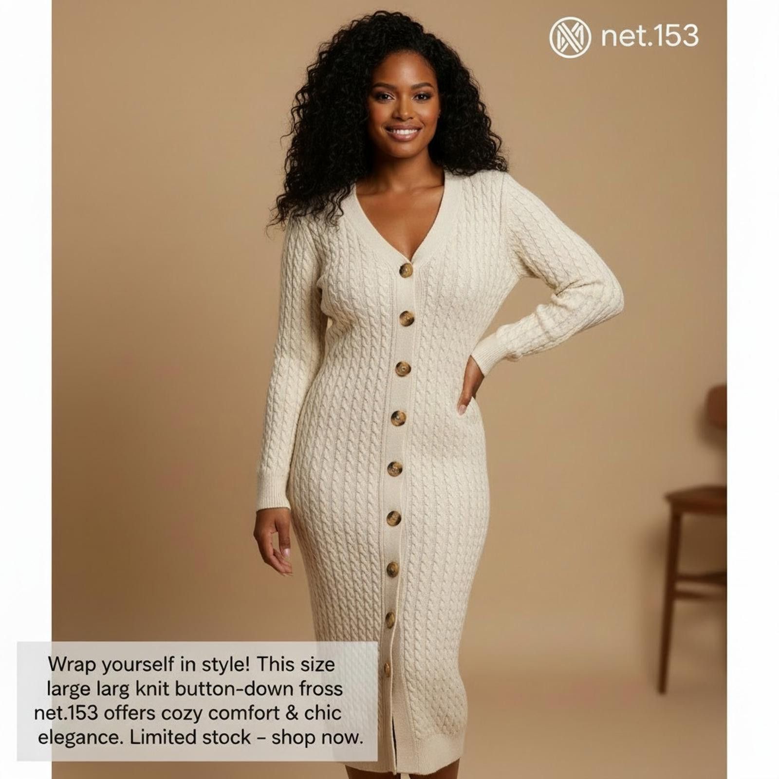 Other net.153 Large Knit Button-Down Frock Dress Size L / US 10 / IT 46 - 1 Thumbnail