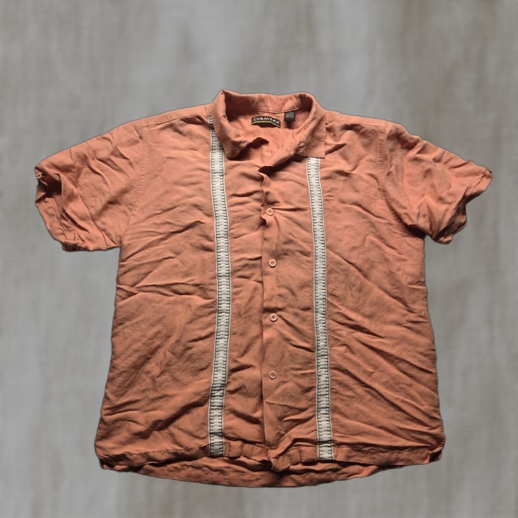 Cubavera Cubavera Shirt Adult Men Large L Orange Embroidered Short Sleeve Button-Down Casual Uomo 90s? Size US L / EU 52-54 / 3 - 1 Thumbnail