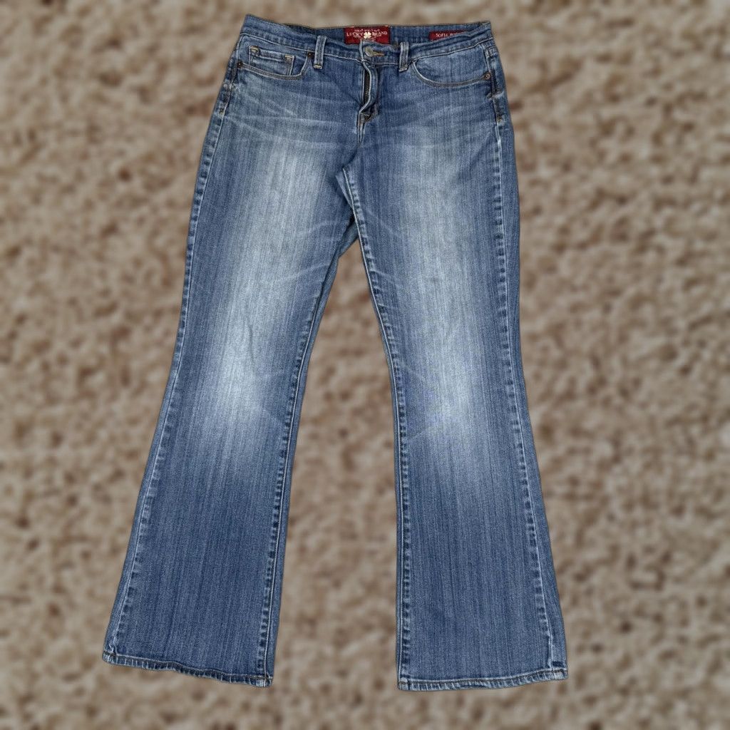 Lucky Brand Lucky Brand Sofia Boot Jeans Womens 12 Regular Bootcut Denim Medium Wash 31in Inseam Blue Embroidered Pockets Stretch 5-Pocket Size 34" / US 12 / IT 48 - 1 Thumbnail