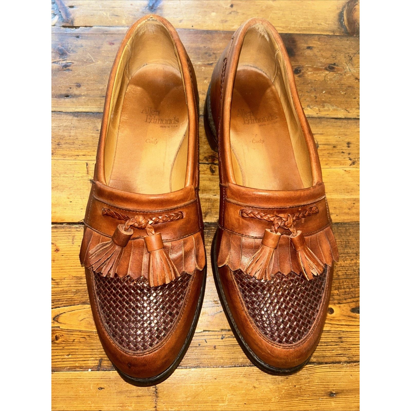 Allen Edmonds Cody Loafer Tassel Shoes Leather Brown 9.5 D, Men's