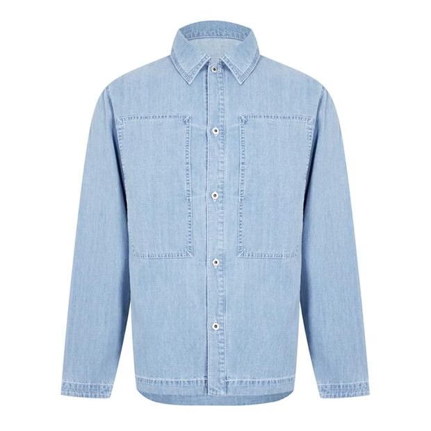 image of Kenzo O1G2R1Mq0424 Bleached Denim Shirts In Stonewash, Men's (Size Small)