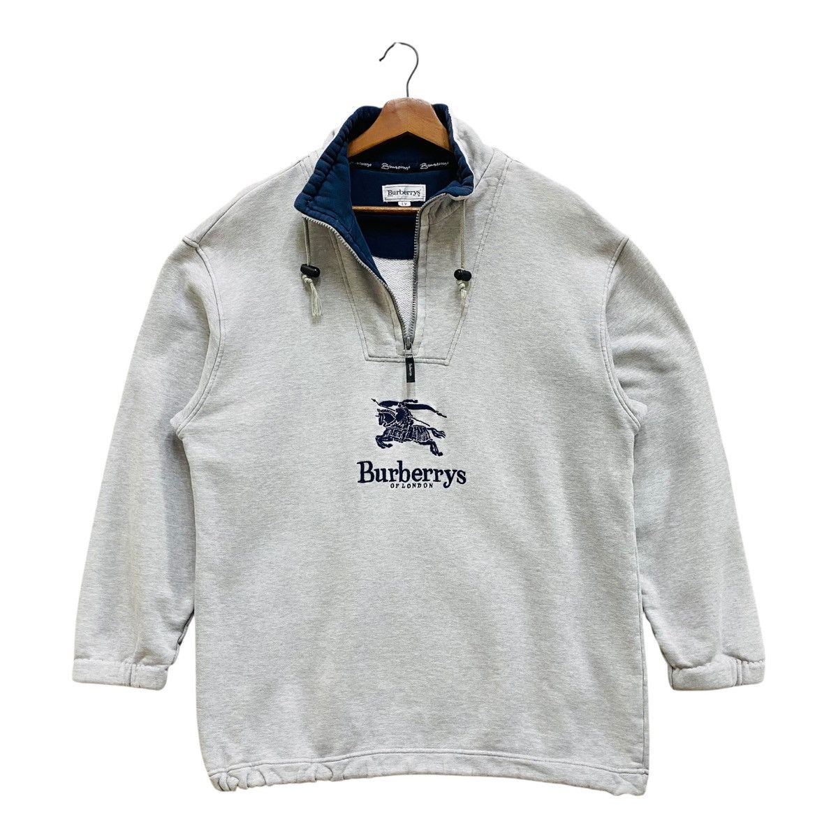 Burberry Vintage Burberrys of London Quarter Zip Sweatshirt Big Logo Size US L / EU 52-54 / 3 - 2 Thumbnail