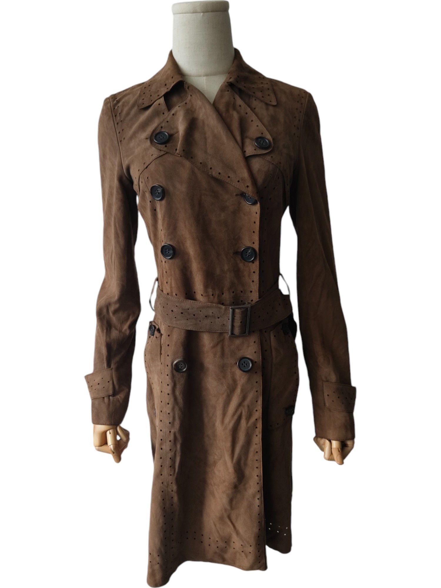 Theory Brown Lamb Suede Trenchcoat With Buttons And Belt Details Size M / US 6-8 / IT 42-44 - 3 Thumbnail