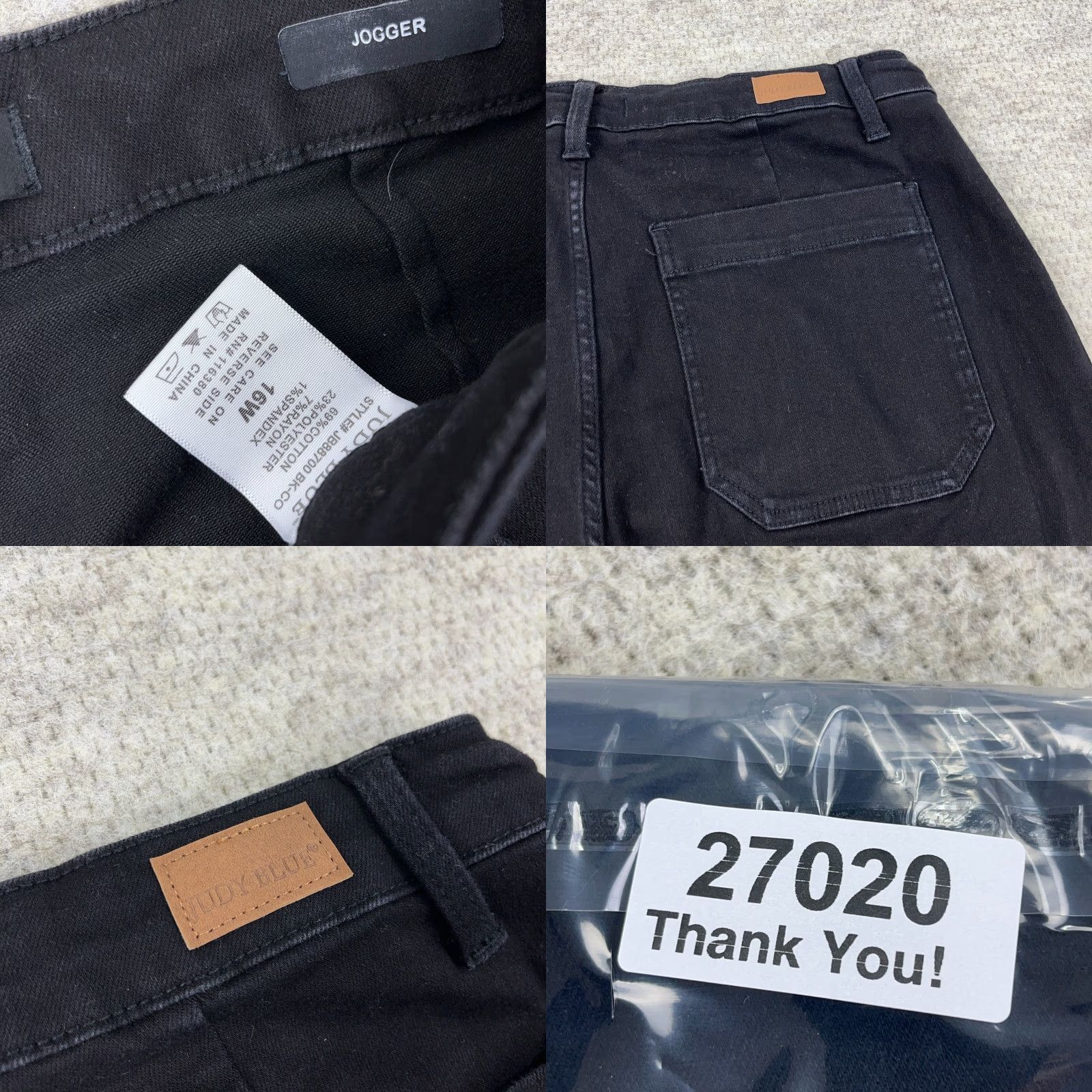 Denime Judy Blue Jeans Women 16W Black Denim Jogger Pants Drawstring Garment Dyed Pant Size 38" / US 16 / IT 52 - 9 Thumbnail
