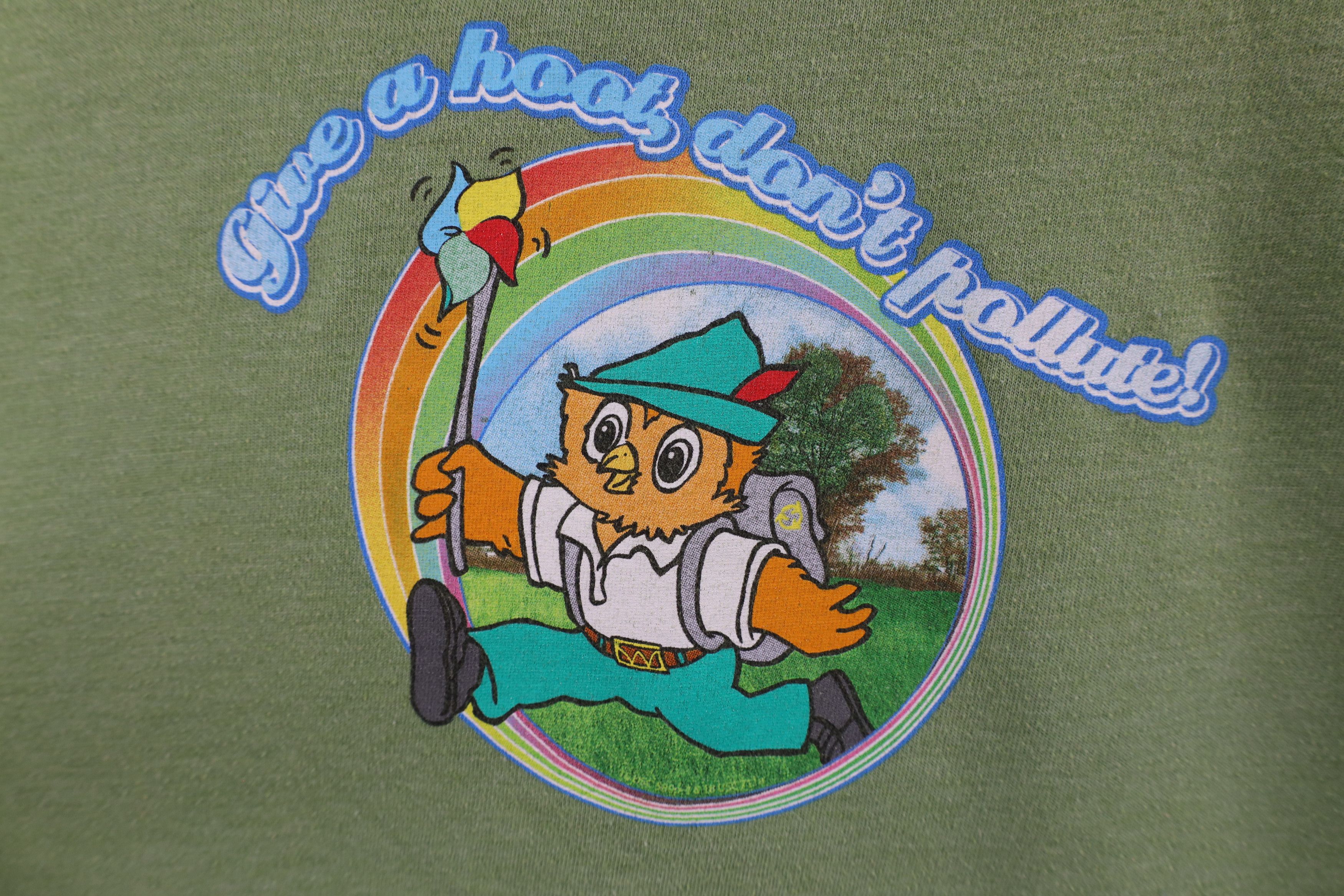 Vintage Vintage Y2K Owl Give A Hoot Don't Pollute Ringer T-Shirt USA Size US XL / EU 56 / 4 - 4 Thumbnail