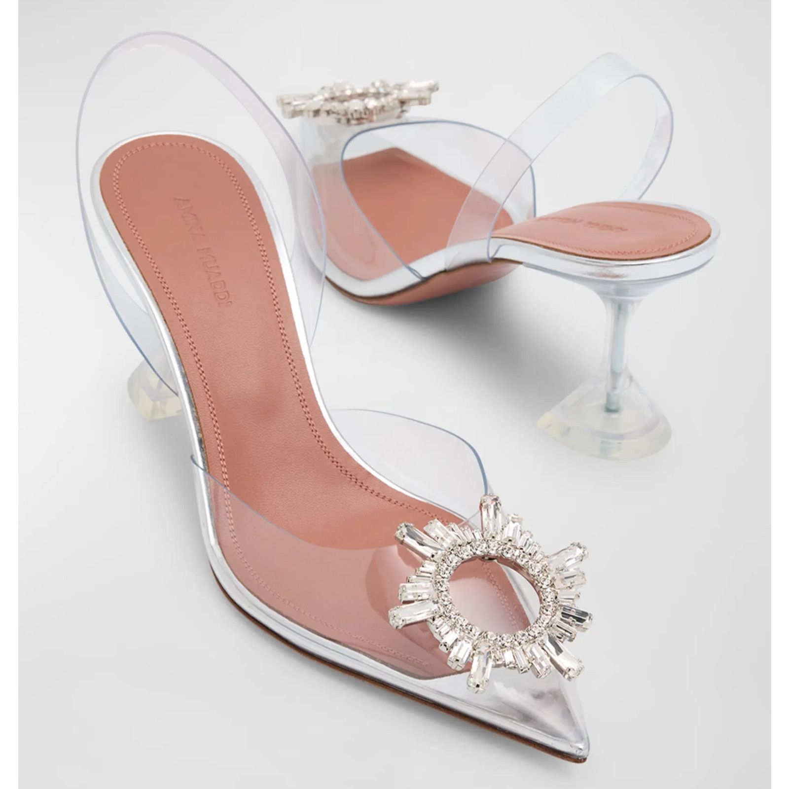 Amina Muaddi Begum Glass PVC Crystal Slingback Sandal Heel Pump 35.5 Size US 5.5 / IT 35.5 - 5 Thumbnail