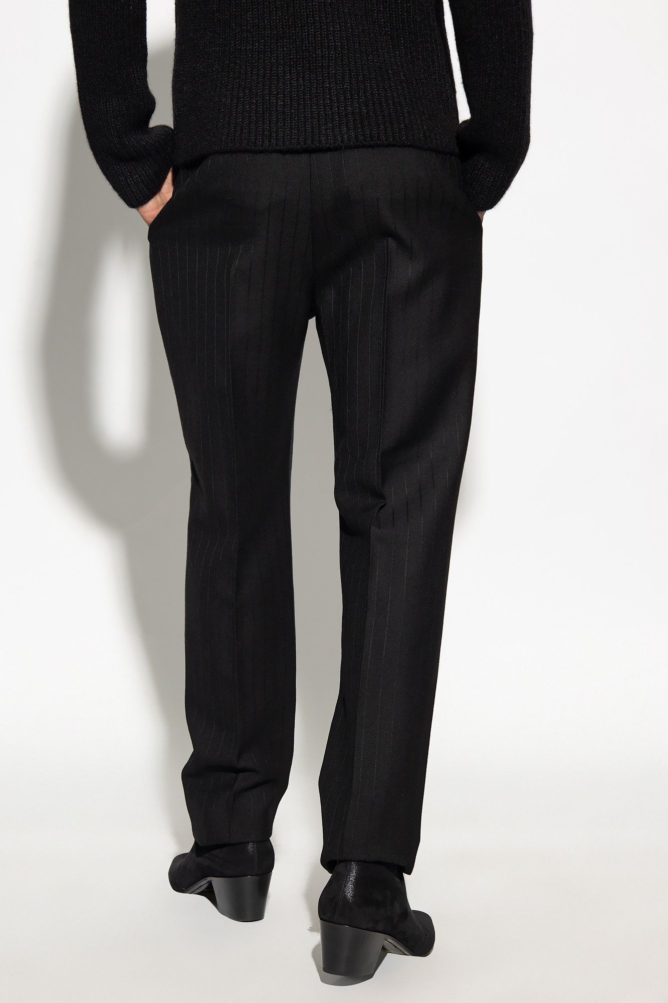 Saint Laurent Paris Black Gabardine Wool Pinstriped Trousers Size US 36 / EU 52 - 5 Thumbnail