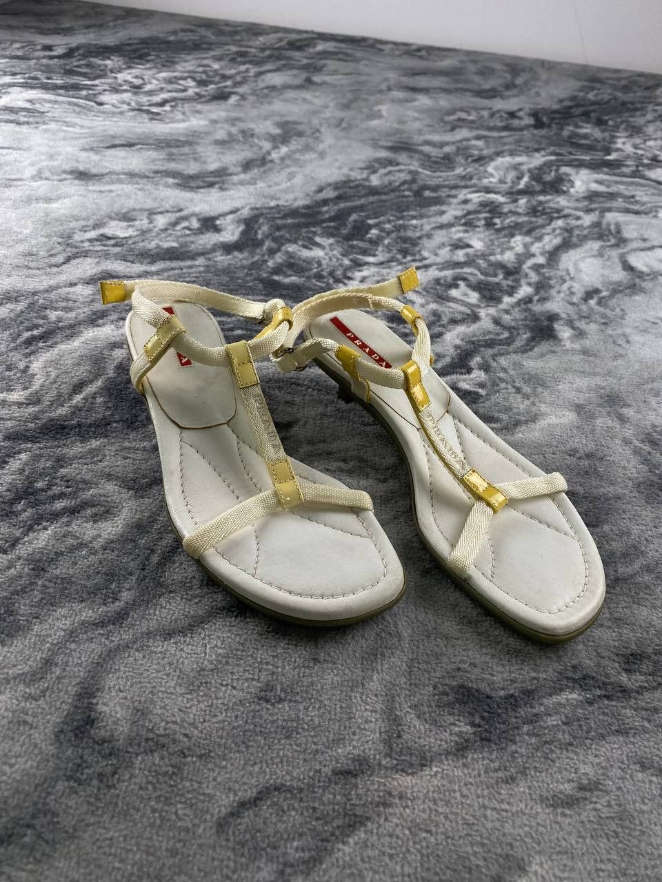 Prada Prada Leather Sandals With Heels Women Size 35 White Size US 5 / IT 35 - 1 Thumbnail