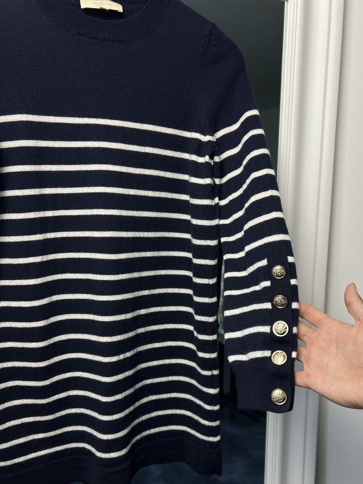 Designer × Sezane Sézane Paola Wool Knit Dress Navy / Ecru Size M Size M / US 6-8 / IT 42-44 - 9 Thumbnail