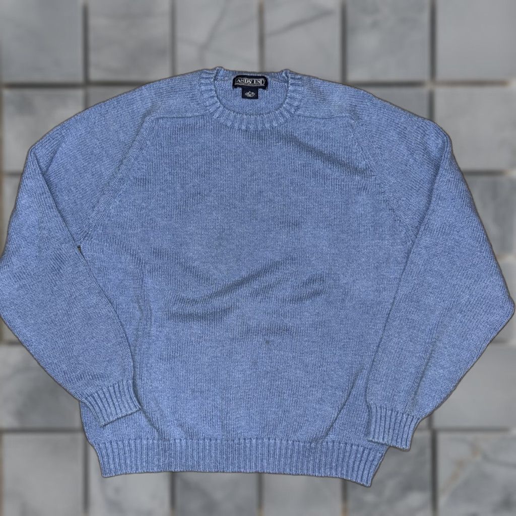 Lands' End VINTAGE Lands' End Sweater Knitted Blue Large Women Pullover 20X23 Size L / US 10 / IT 46 - 1 Thumbnail