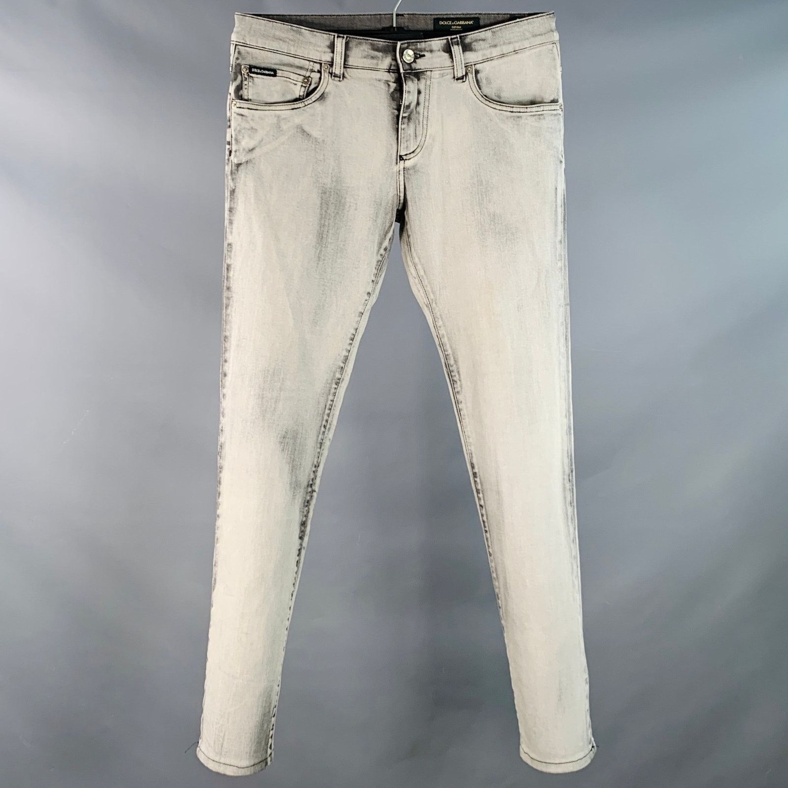 Dolce & Gabbana Size 30 Grey Cotton Blend Twill Skinny Zip Fly Jeans Size US 30 / EU 46 - 1 Thumbnail