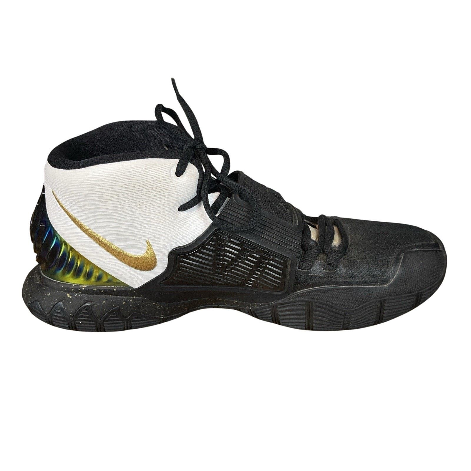Nike Kyrie 6 Black White Gold Iridescent Eye Sneakers Rare
