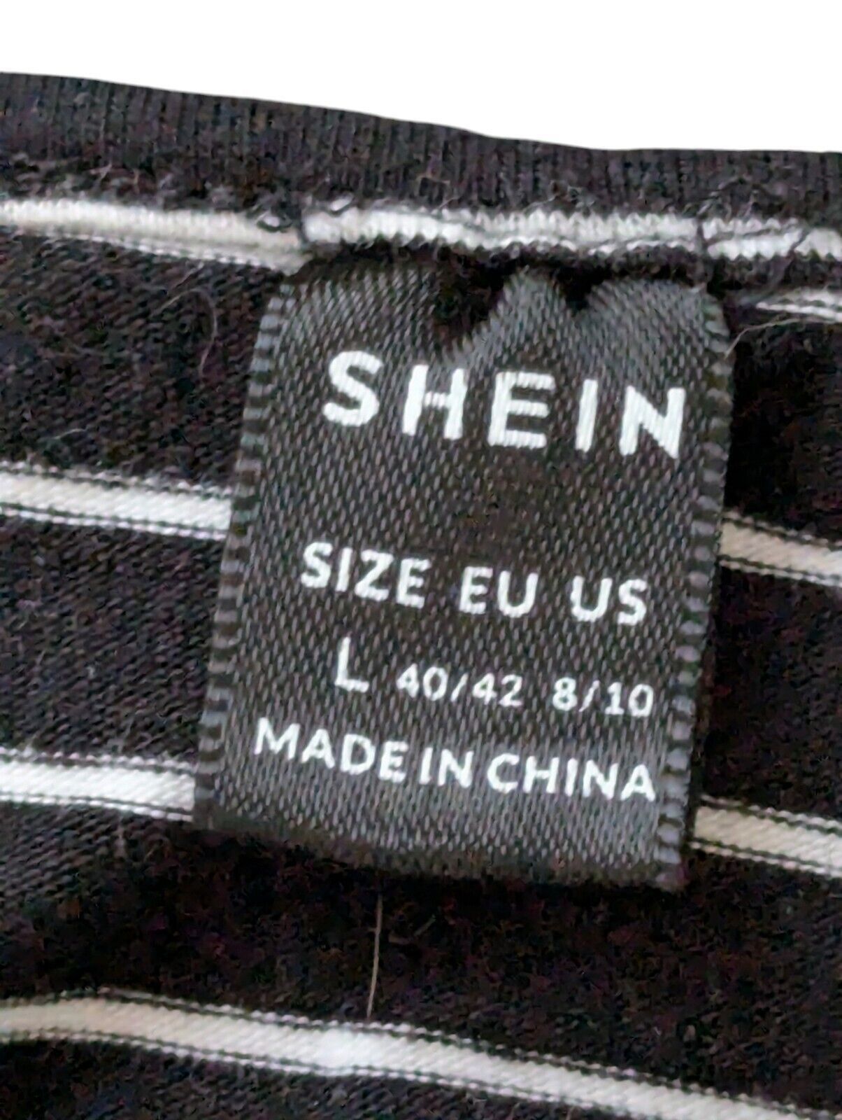 Shein Shein Womens Romper Size Large Striped Black White Cotton Size 30" / US 8 / IT 44 - 3 Thumbnail