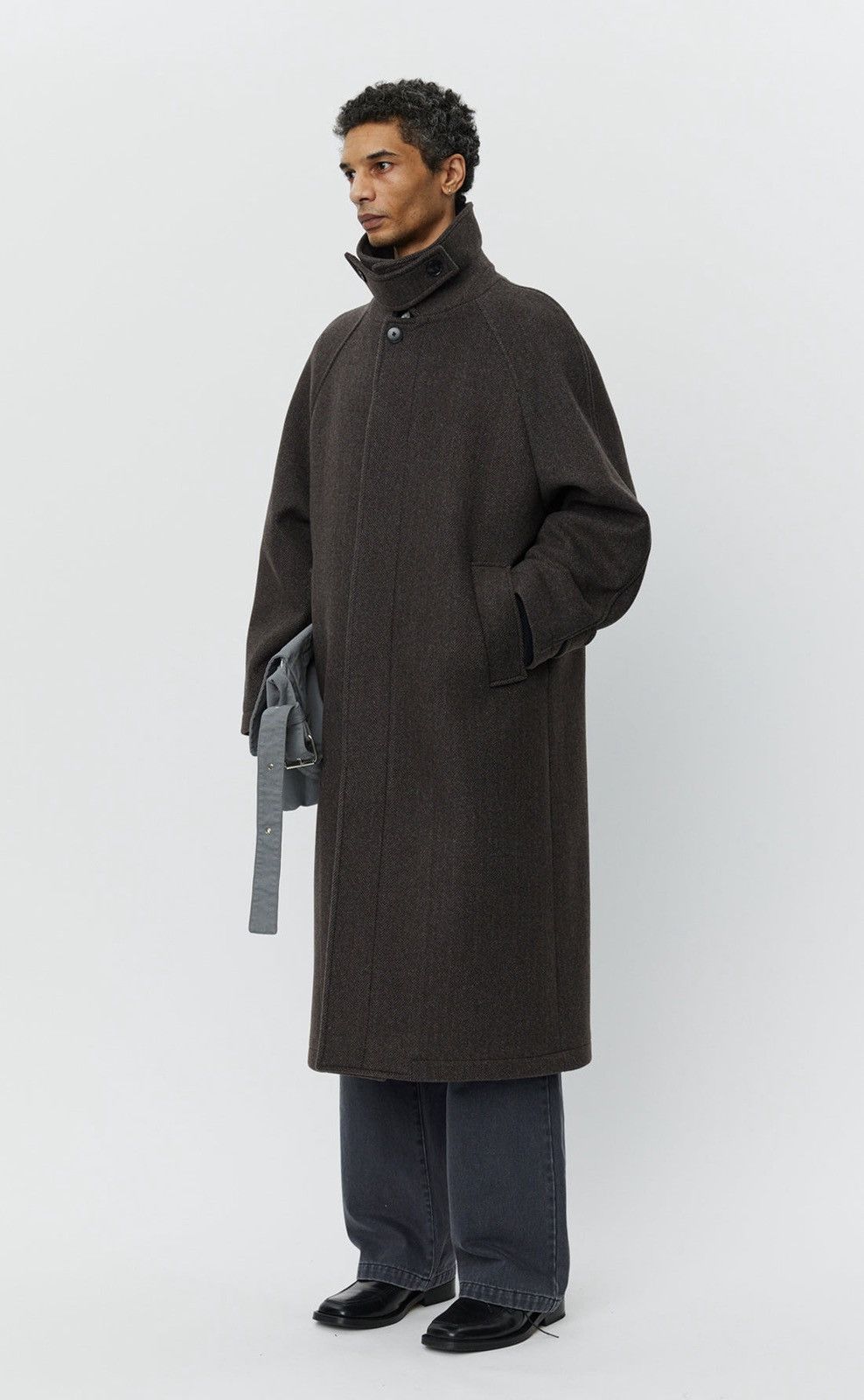 Mfpen Mfpen INSTALLATION COAT - BROWN HERRINGBONE RECYCLED WOOL Size US L / EU 52-54 / 3 - 1 Thumbnail