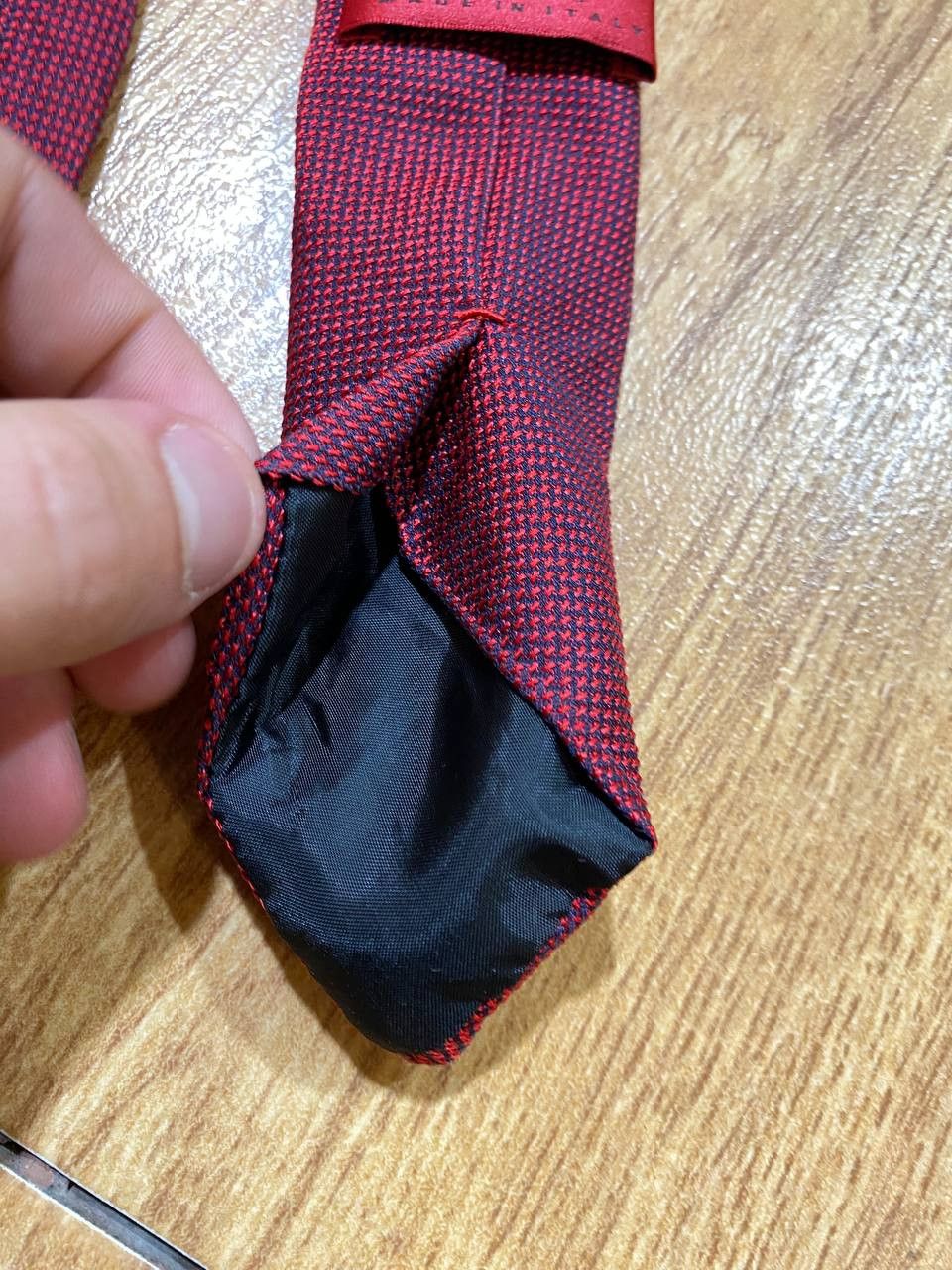 Hugo Boss HUGO RED TAG Silk Tie ITALY Burgundy Red Geometric Size ONE SIZE - 8 Thumbnail