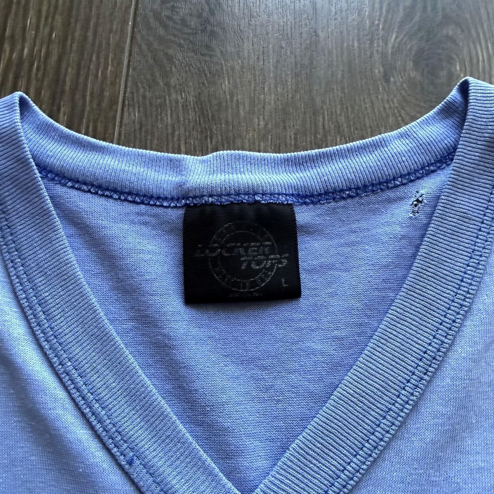 Vintage Vintage Locker Tops Shirt Large Blue Ringer Stripe V-Neck Jersey Athletic Tee Size US L / EU 52-54 / 3 - 5 Thumbnail