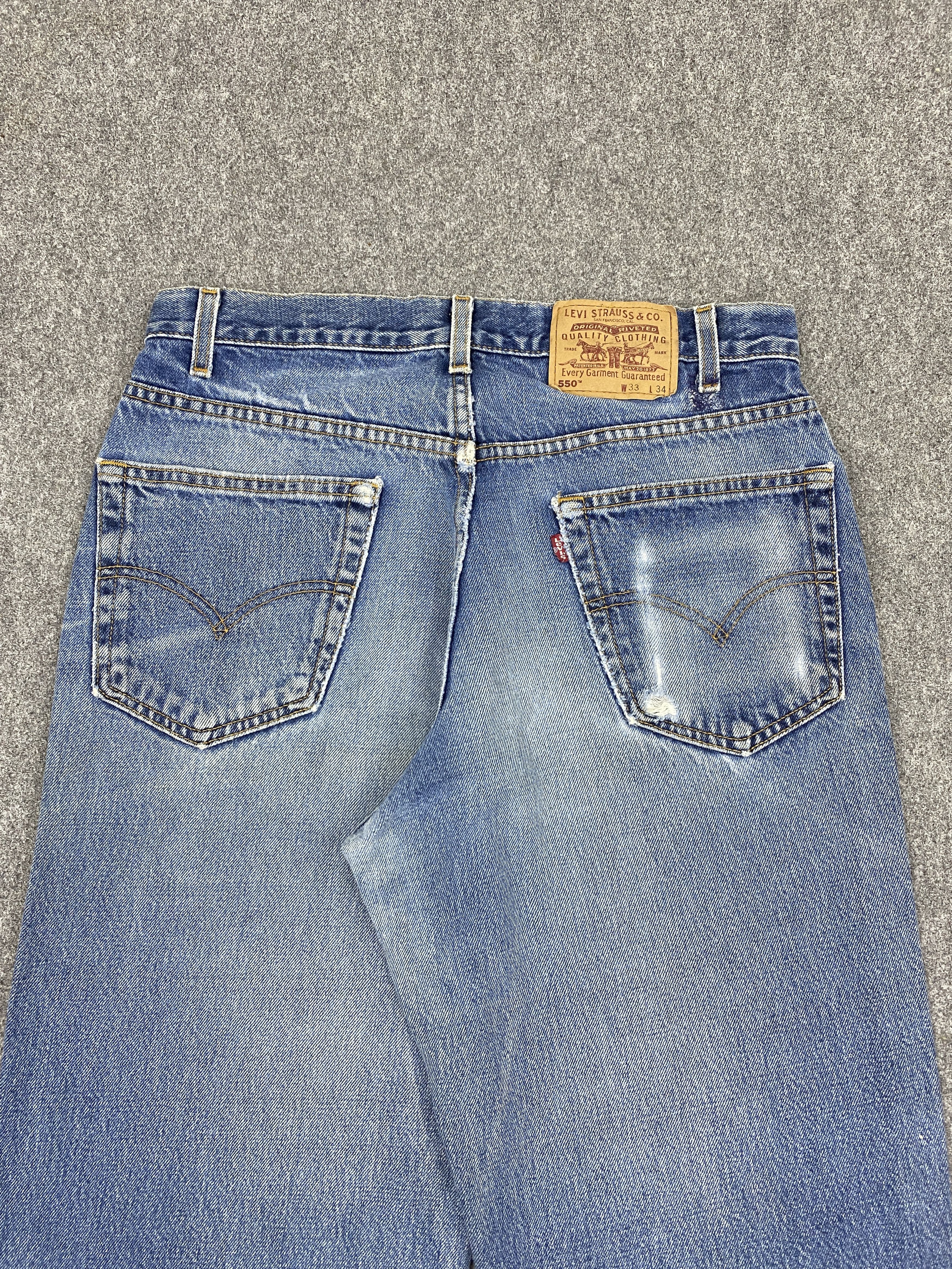 Levi's Vintage 90s Levis 550 Relaxed Fit Faded Blue Jeans DP2716 Size US 32 / EU 48 - 4 Thumbnail