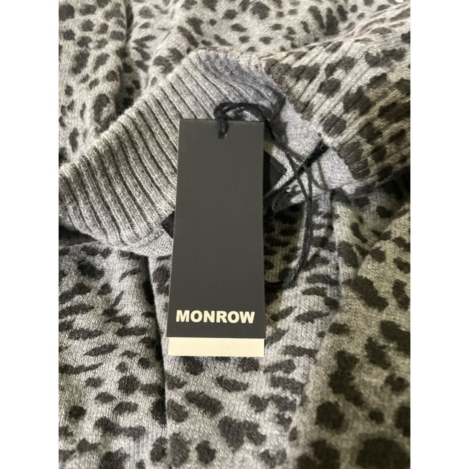 MONROW Monrow Mini Leopard Mock Neck Cashmere Blend Sweater Large Size L / US 10 / IT 46 - 6 Thumbnail
