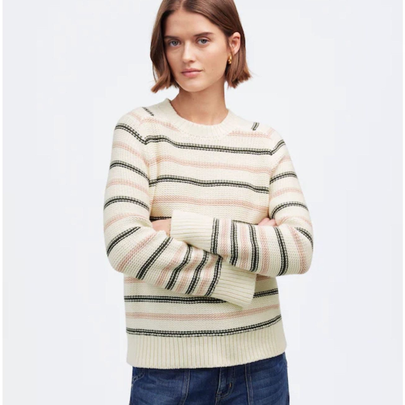 Madewell NWT Madewell Cotton Crewneck Sweater in Stripe Size S Size S / US 4 / IT 40 - 1 Thumbnail