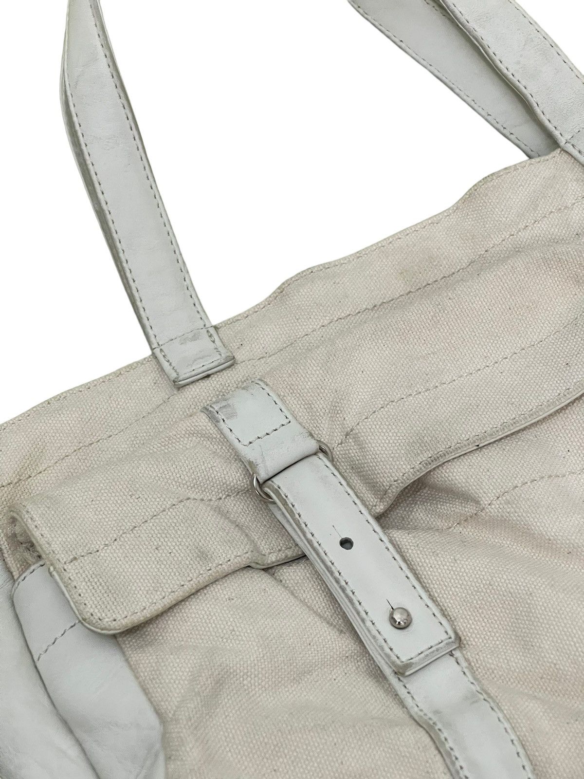 Yohji Yamamoto Yohji Yamamoto Tote Bag Leather Cotton Canvas Size ONE SIZE - 16 Thumbnail