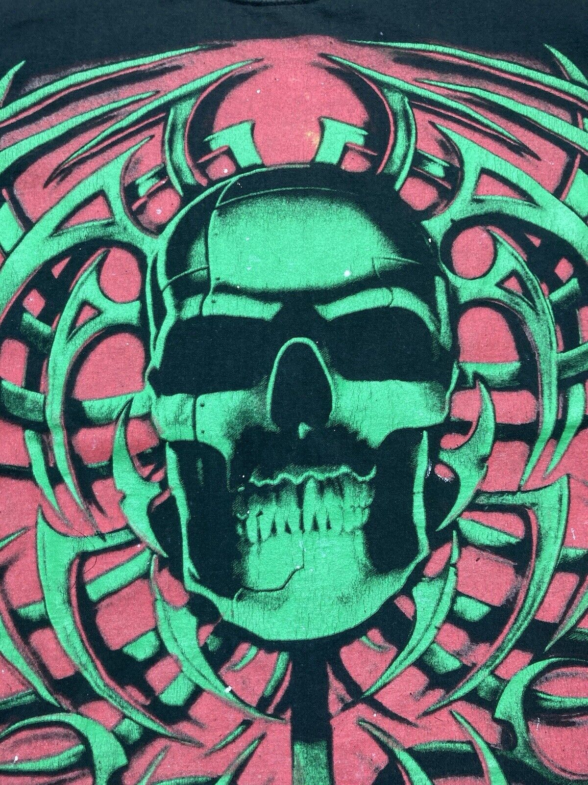 Vintage VTG 90s t shirt skull tribal grunge double sided skater XXL Size US XXL / EU 58 / 5 - 4 Thumbnail