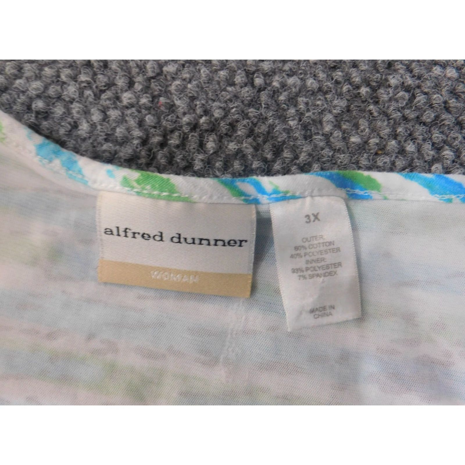 Vintage Alfred Dunner Blouse Shirt 3X Women Blue Geometric Short Sleeve Pullover Stretch Casual Lace Geometric Pattern Basic Classic Vintage: No Size XXL / US 16-18 / IT 52-54 - 5 Thumbnail