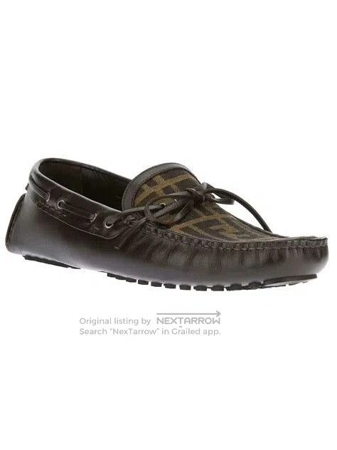 Fendi FENDI FF Logo Brown Leather Loafers. Size US 6.5 / EU 39-40 - 2 Thumbnail