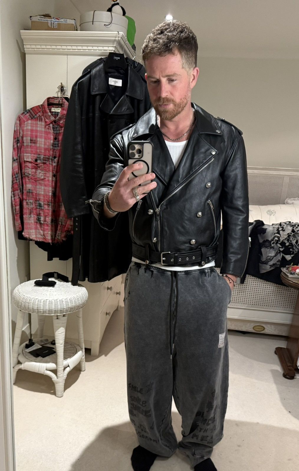 Celine $6.5k Celine Triomphe logo biker leather jacket Hedi Slimane Size US S / EU 44-46 / 1 - 1 Thumbnail
