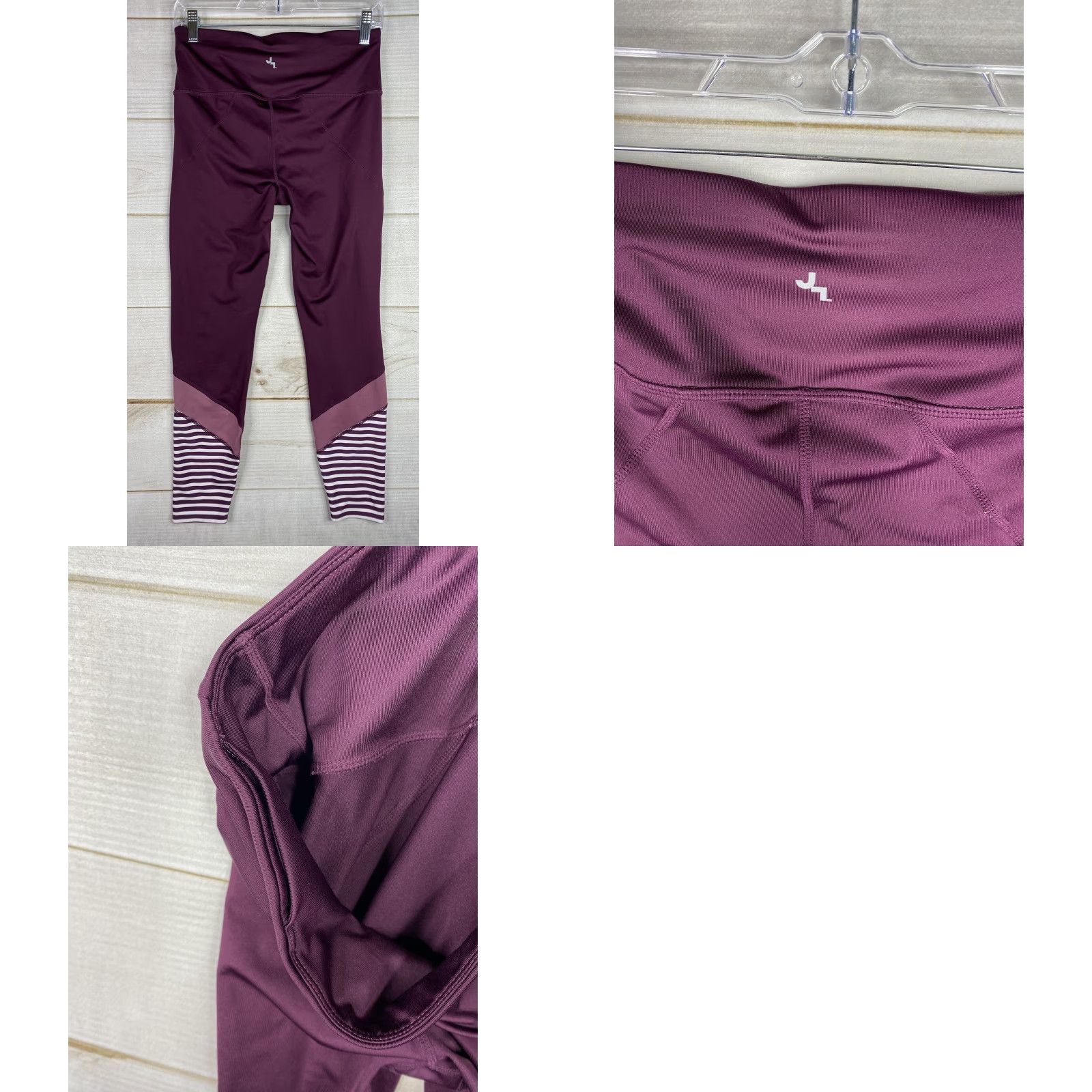 Vintage VINTAGE Joy Lab Leggings Womens M Purple Striped Gym Workout Pants Pocket Stretch Size 32" / US 10 / IT 46 - 8 Thumbnail