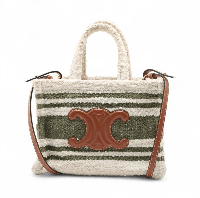 Celine Triomphe Small Cabas Two-Way Handbag White x Green Size ONE SIZE - 1 Thumbnail