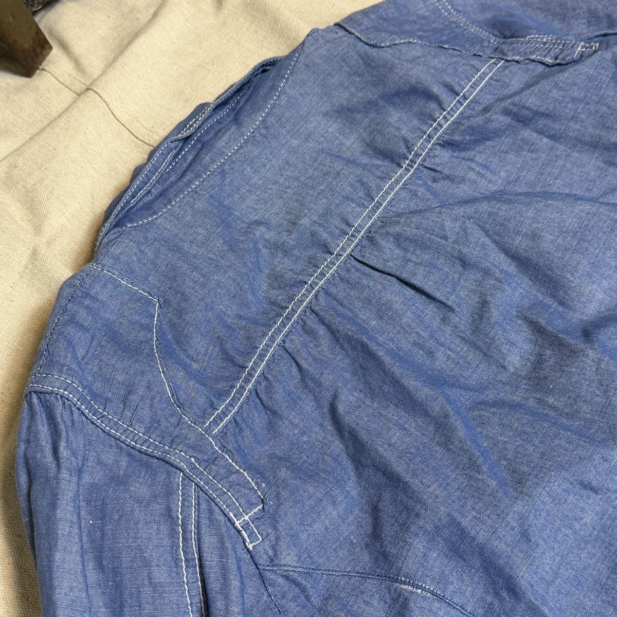 GRN [GRN] Stitched Detail Chambray Work Shirt Size US L / EU 52-54 / 3 - 8 Thumbnail
