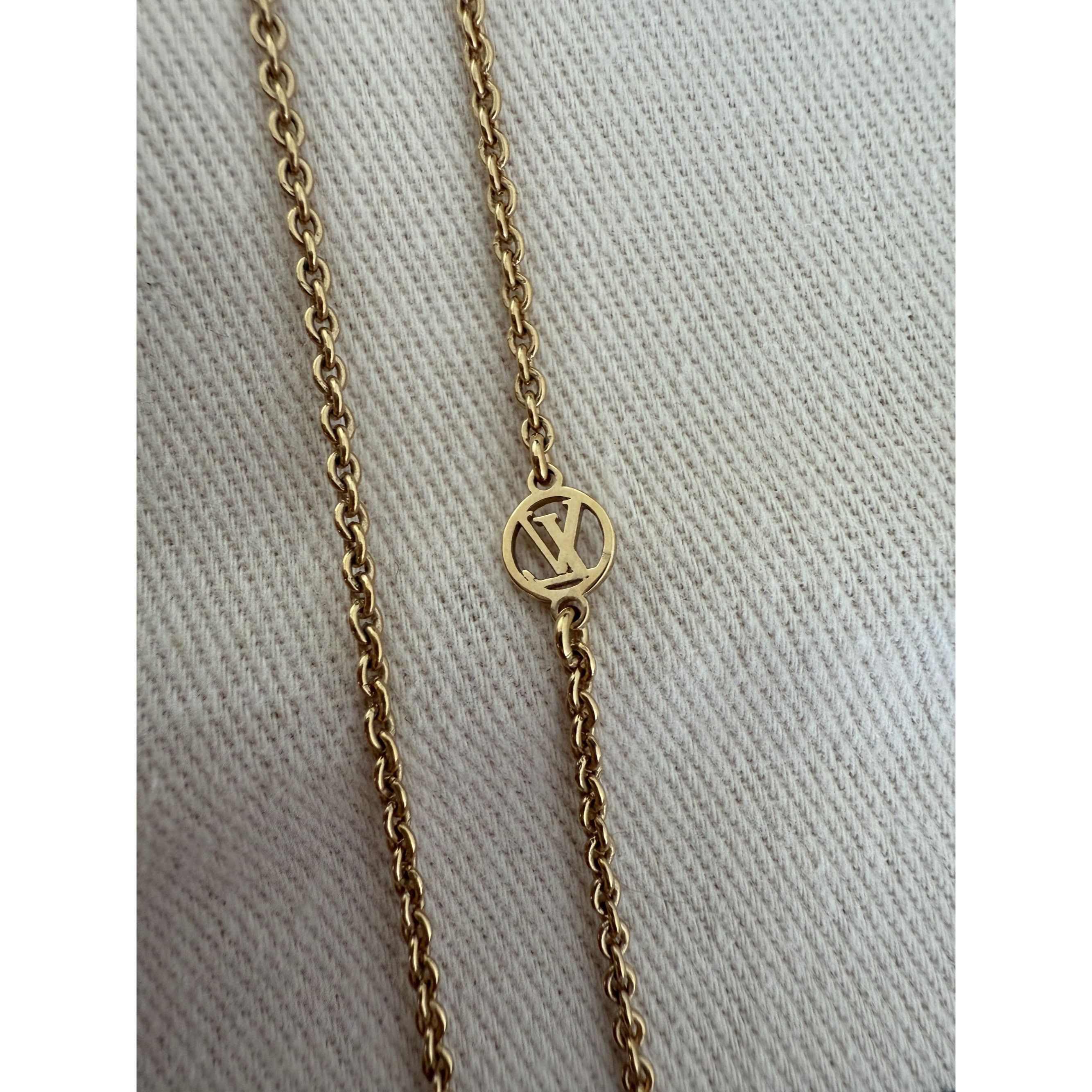 Louis Vuitton Louis Vuitton Gold V Pendant Necklace With Monogram Charm & Size ONE SIZE - 8 Thumbnail